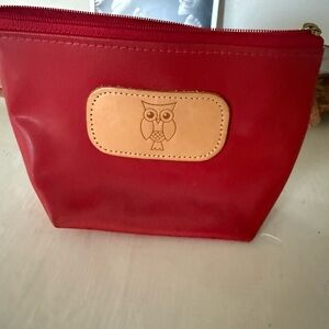 Jon Hart Design Red Cosmetic Bag with Owl Patch